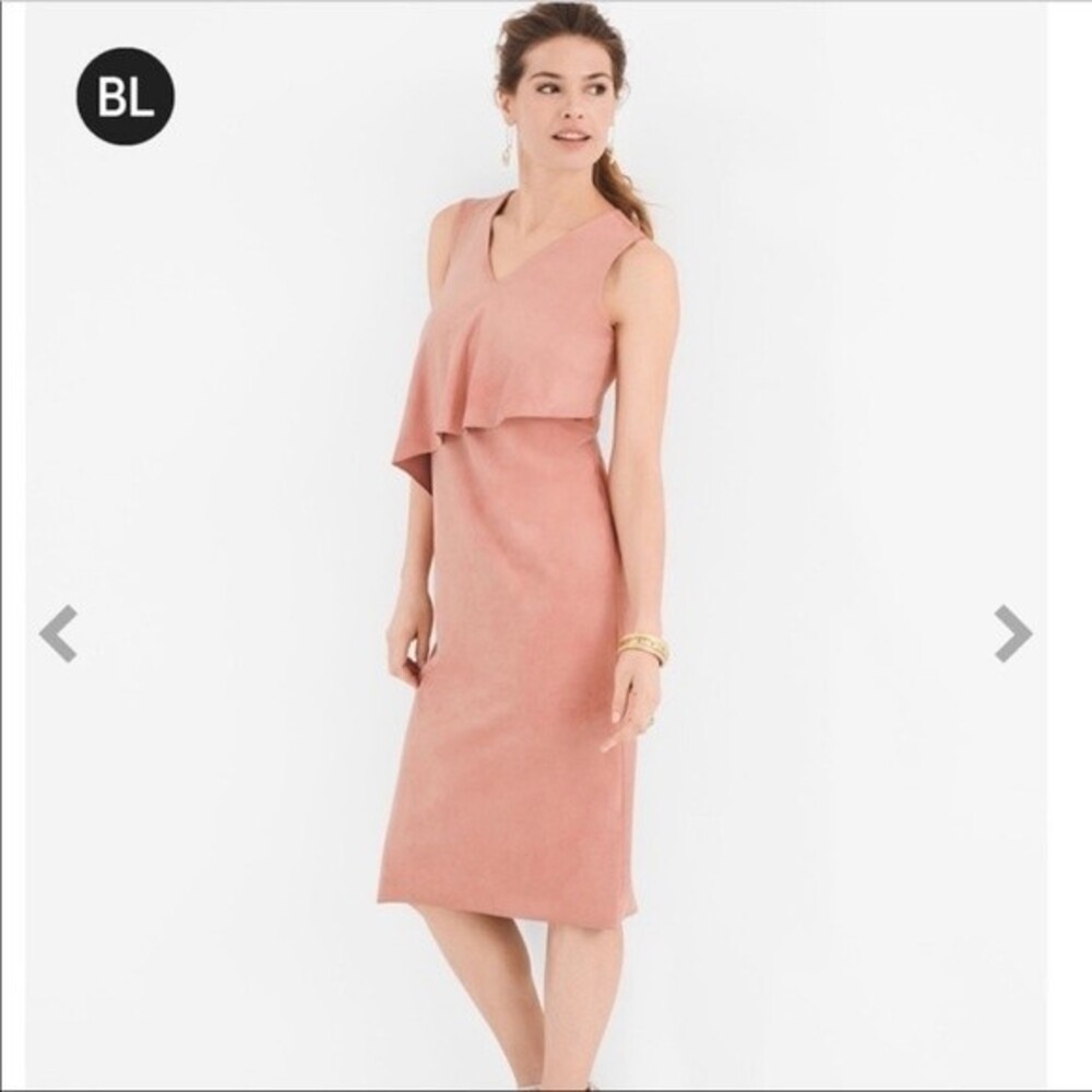Chico’s Black Label Pink Faux Suede Sleeveless Dress in Women's Size 0.5 (S/6)
